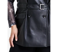 Bar Iii Trendy Plus Faux-Leather Moto Vest, Created for Macy's