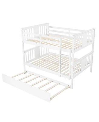 Simplie Fun Full Over Full Bunk Bed With Twin Size Trundle And Ladder