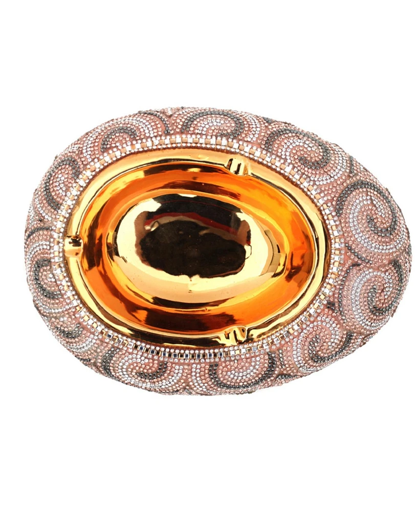 Simplie Fun Chrome Plated Crystal Embellished Ceramic Ashtray