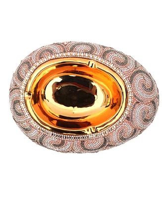 Simplie Fun Chrome Plated Crystal Embellished Ceramic Ashtray