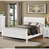 Streamdale Furniture Classic Louis Philipe Style White Full Size Bed 1 Piece Traditional Design Sleigh Bed