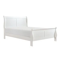 Streamdale Furniture Classic Louis Philipe Style White Full Size Bed 1 Piece Traditional Design Sleigh Bed