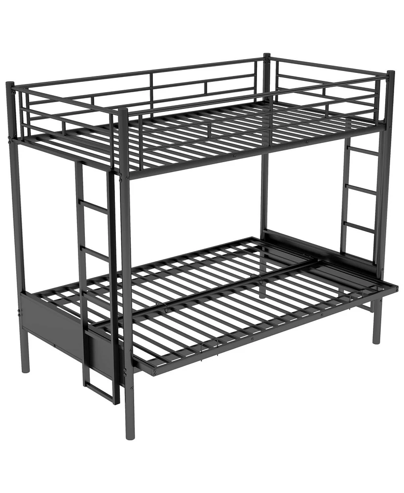 Simplie Fun Twin Over Full Metal Bunk Bed, Multi-Function