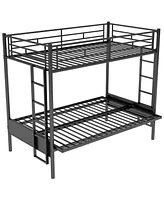 Simplie Fun Twin Over Full Metal Bunk Bed, Multi-Function