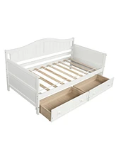 Simplie Fun Twin Wooden Daybed With 2 Drawers, Sofa Bed For Bedroom Living Room, No Box Spring Needed