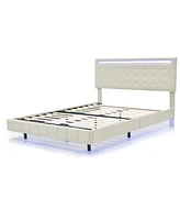 Simplie Fun Floating Queen Bed Frame with Led & Usb Charger