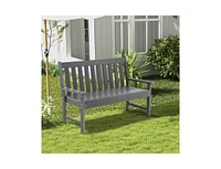 Slickblue 52 Inch All-Weather Hdpe Outdoor Bench with Backrest and Armrests