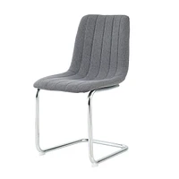 51.1" Glass Table & Fabric Chair set, Silver Metal Legs