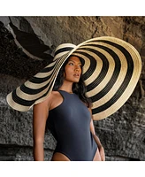 Brunna.Co Solana Oversized Striped Straw Hat in Black & Natural