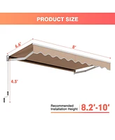 Slickblue 8 x 6.6 Feet Patio Retractable Awning with Manual Crank Handle