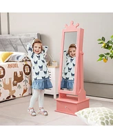 Slickblue 2-in-1 Kids Play Jewelry Armoire with Full Length Mirror and Drawers