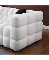 Simplie Fun 84.3" Marshmallow Sofa, White Boucle, 3 Seater