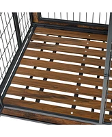 Streamdale Furniture Luxury Industrial Dog Crate with Storage and Rolling Casters