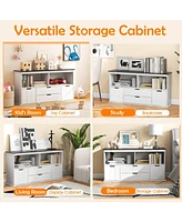Slickblue Kids Toy Storage Organizer with Blackboard Top-4-Drawer