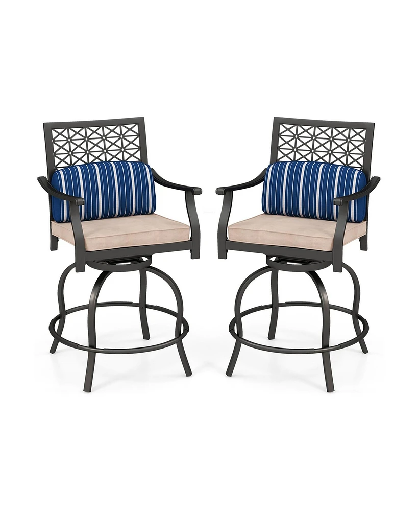 Slickblue Set of 2 Outdoor Bar Height Chair with Soft Cushions