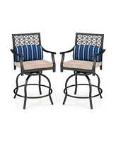 Slickblue Set of 2 Outdoor Bar Height Chair with Soft Cushions