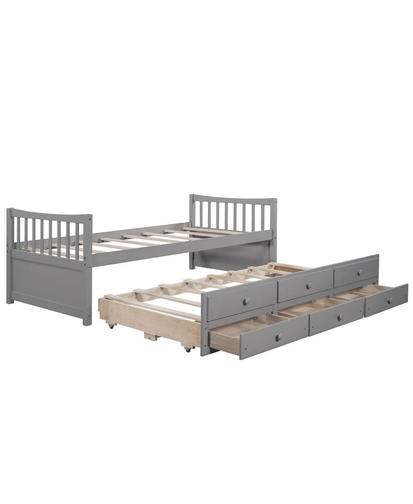 Simplie Fun Daybed With Trundle And Drawers, Twin Size