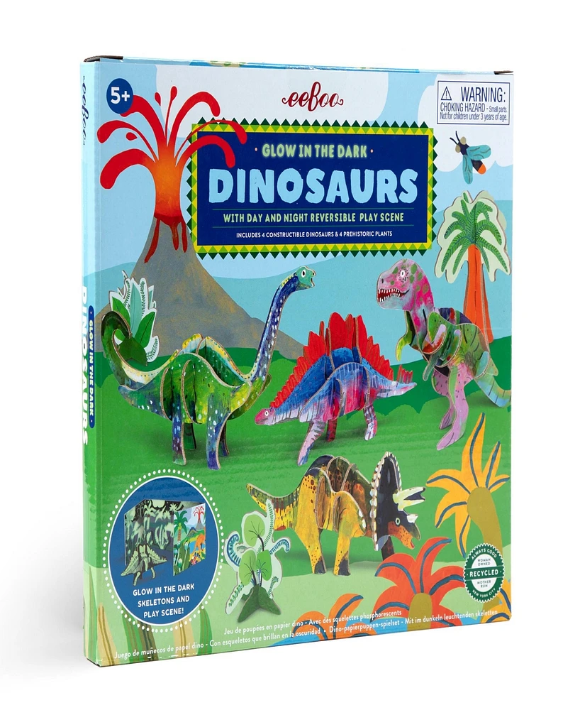 Eeboo Dino 3D Glow-In-The-Dark Construction Set