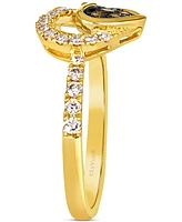 Le Vian Chocolate Diamond & Nude Diamond Double Heart Ring (3/8 ct. t.w.) in 14k Gold