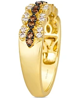 Le Vian Nude Diamond & Chocolate Diamond Triple Row Ring (3/8 ct. t.w.) in 14k Gold