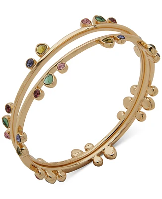 Anne Klein Gold-Tone Multicolor Mixed Stone Double-Row Bangle Bracelet