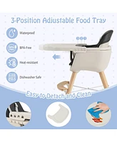 Costway Toddler 3 1 Convertible Wooden High Chair Feeding with Cushion