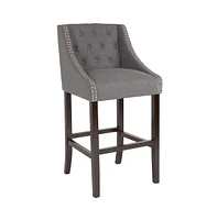 Merrick Lane Hadleigh Upholstered Barstool 30" High Transitional Tufted Barstool With Accent Nail Trim