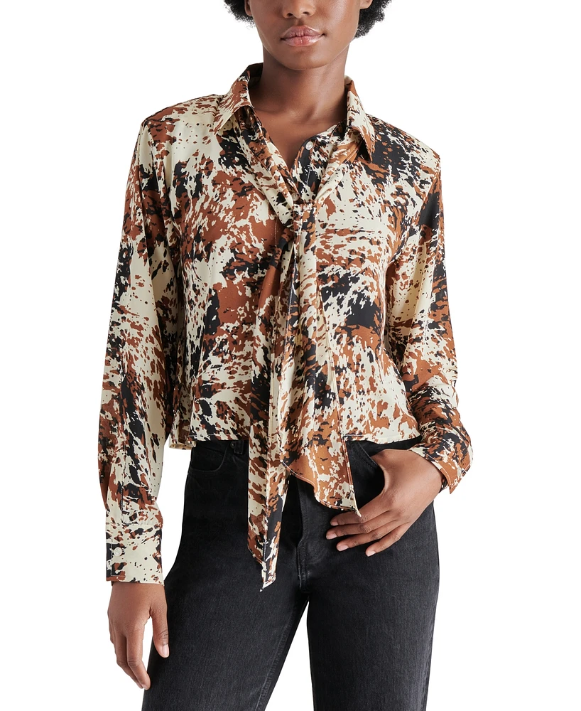 Steve Madden Women's Noelle Printed Tie-Neck Blouse