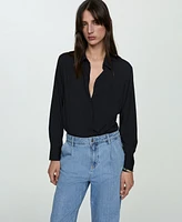 Mango Women's Straight Pleated Jeans
