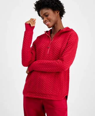 Id Ideology Women's Relaxed Quilted Quarter-Zip Hoodie, Created for Macy's