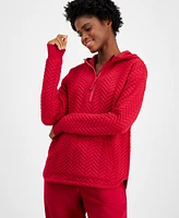 Id Ideology Women's Relaxed Quilted Quarter-Zip Hoodie, Created for Macy's