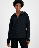 Id Ideology Women's Relaxed Quilted Quarter-Zip Hoodie, Created for Macy's