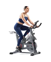 Sunny Health & Fitness Smart Indoor Cycling Magnetic Resistance Exercise Bike, Cardio Workout for Home, Pulse Sensor, with Dumbbell Holder, Bluetooth