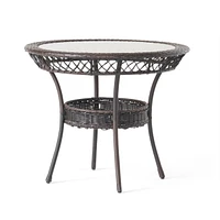 Gaviota 34" Round Wicker Outdoor Dining Table - No Assembly