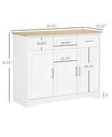 Homcom Kitchen Sideboard Buffet Cabinet with Storage, Kitchen Island