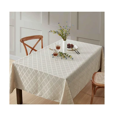 Hlc.me Modena Fabric Tablecloth, Jacquard Fabric Table Cloth for Rectangle Table, Advanced Water Resistance, Fade, Wrinkle