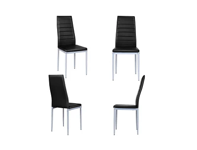 Slickblue 4 Pieces Pvc Elegant Design Leather Dining Chairs with Solid Metal Legs