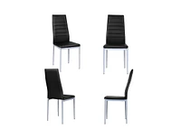Slickblue 4 Pieces Pvc Elegant Design Leather Dining Chairs with Solid Metal Legs