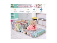 2-in-1 Flip Out Kids Sofa Chair with Detachable Flannel Fabric Cover and Glowing Patterns