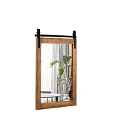 Slickblue 30 x 22 Inch Wall Mount Mirror with Wood Frame