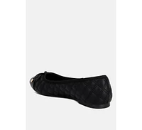 London Rag Naoki Quilted Faux Leather Ballerinas