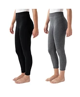 Muk Luks Women's 2 Pack of Leggings, Charcoal/Black, M/L