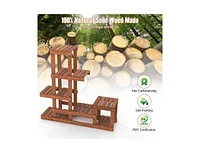 Slickblue 6 Tier Wood Plant Stand with High Low Structure