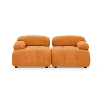 Orange Velvet Modular L-Shaped Sectional Sofa