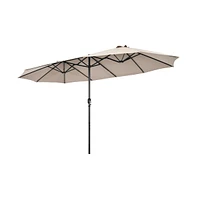 15 Feet Patio Double-Sided Umbrella with Hand-Crank System