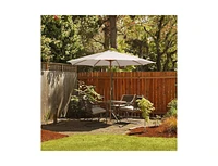 Slickblue 10 Feet Patio Umbrella with 8 Wooden Ribs and 3 Adjustable Heights-Beige