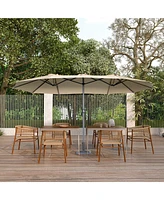 Mondawe 15x9 ft Double-Sided Rectangular Outdoor Twin Patio Market Umbrella