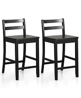 Slickblue Wooden Bar Stools Set of 2 with Ergonomic Backrest and Footrest