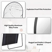 Homlux 64"x21" Arched Full-Length Mirror with Black Aluminum Alloy Frame, Rounded Corners, Standing, Hanging, Leaning