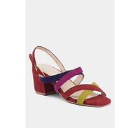 Rag & Co Mon-lapin Red High Block Heel Leather Sandal